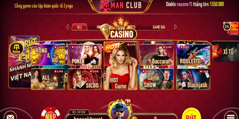 Các trò chơi có tại Manclub