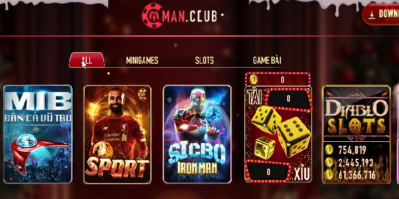 Sảnh slot Manclub chơi quay nổ hũ cược nhỏ trúng jackpot to